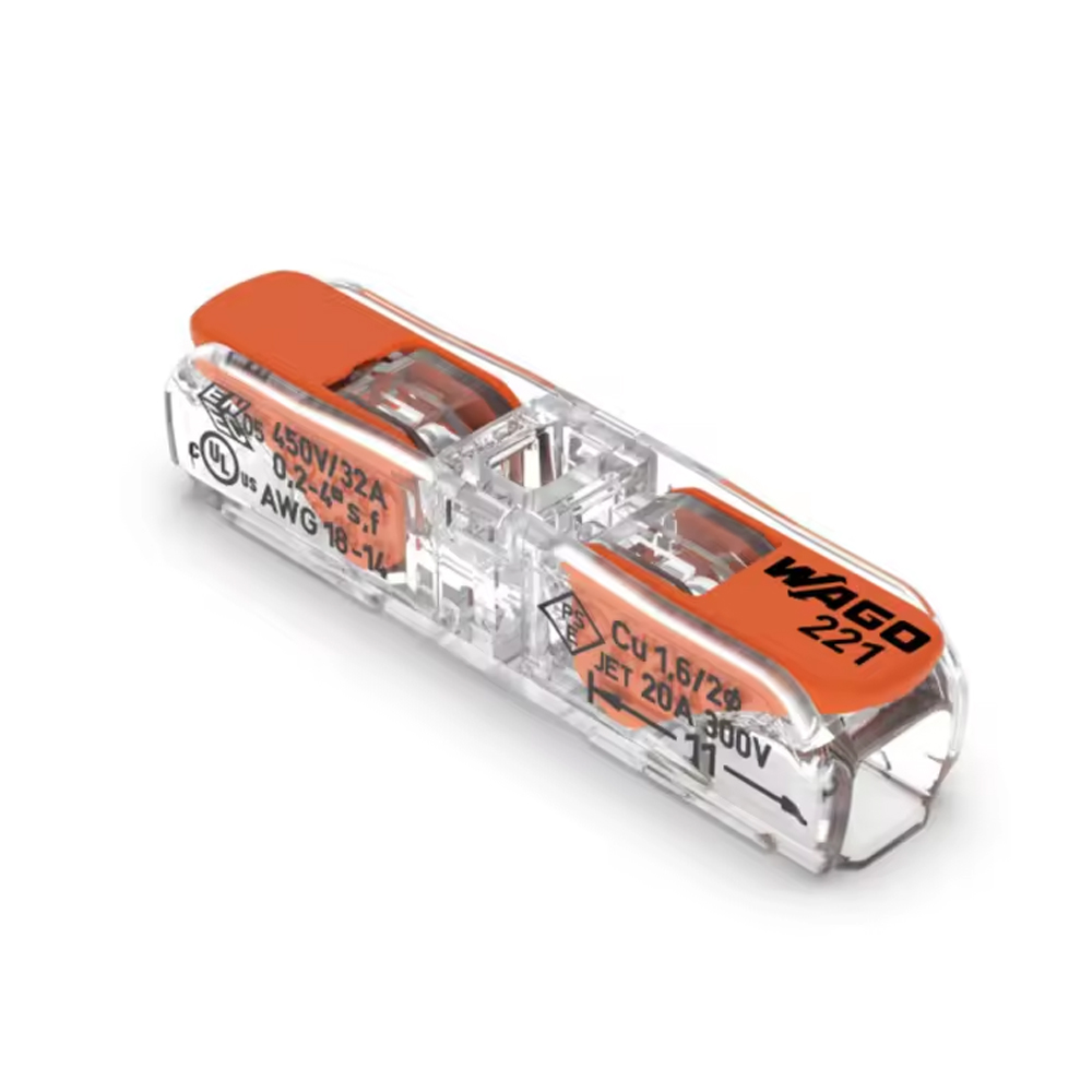 WAGO 221-2411 Elektrischer Hebelmutterverbinder – Original Deutscher Push-In Leiterblock für 0,5–2,5mm² Kabel, 32A 450V