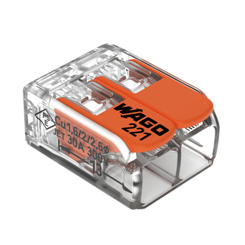WAGO 221-412 2-Wege Push-In Kabelverbinder – Original WAGO Hebelklemmenblock für 0,5–2,5mm² Kabel, 32A 450V