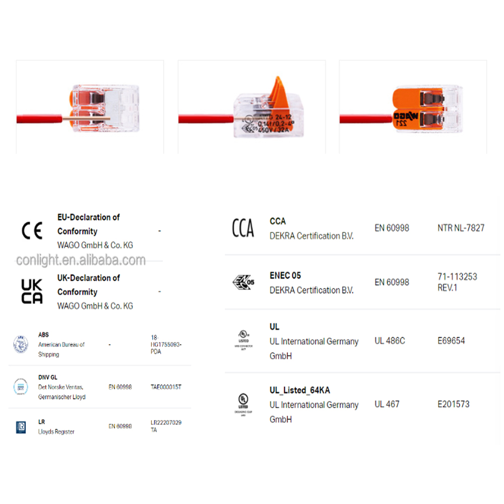 WAGO 221-412 2-Wege Push-In Kabelverbinder – Original WAGO Hebelklemmenblock für 0,5–2,5mm² Kabel, 32A 450V