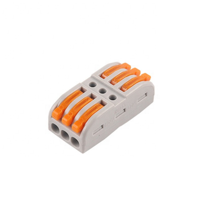 KV313-O 3 In 3 Out 32A 400V Kompakter Spleiß Push-Drahtverbinder mit orangem Griff für Autoelektrische Klemmenblockanwendungen