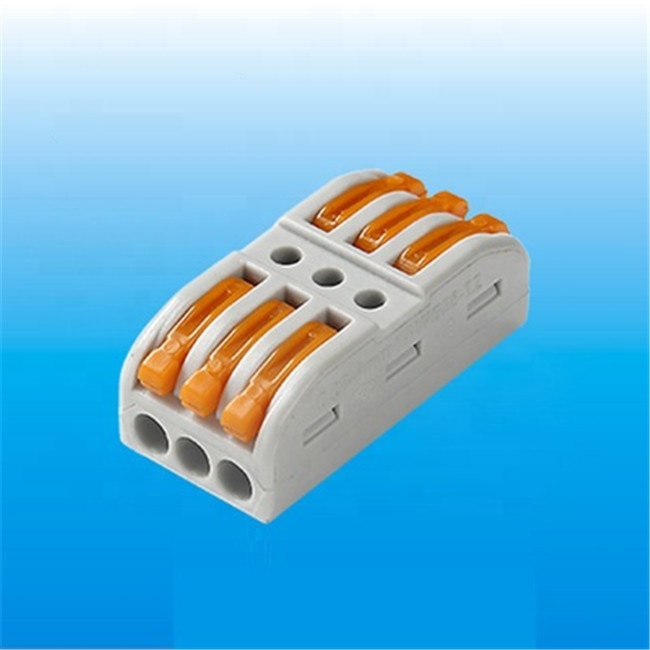 KV313-O 3 In 3 Out 32A 400V Kompakter Spleiß Push-Drahtverbinder mit orangem Griff für Autoelektrische Klemmenblockanwendungen
