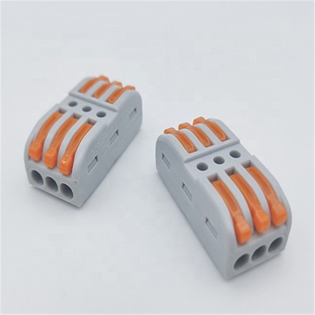 KV313-O 3 In 3 Out 32A 400V Kompakter Spleiß Push-Drahtverbinder mit orangem Griff für Autoelektrische Klemmenblockanwendungen