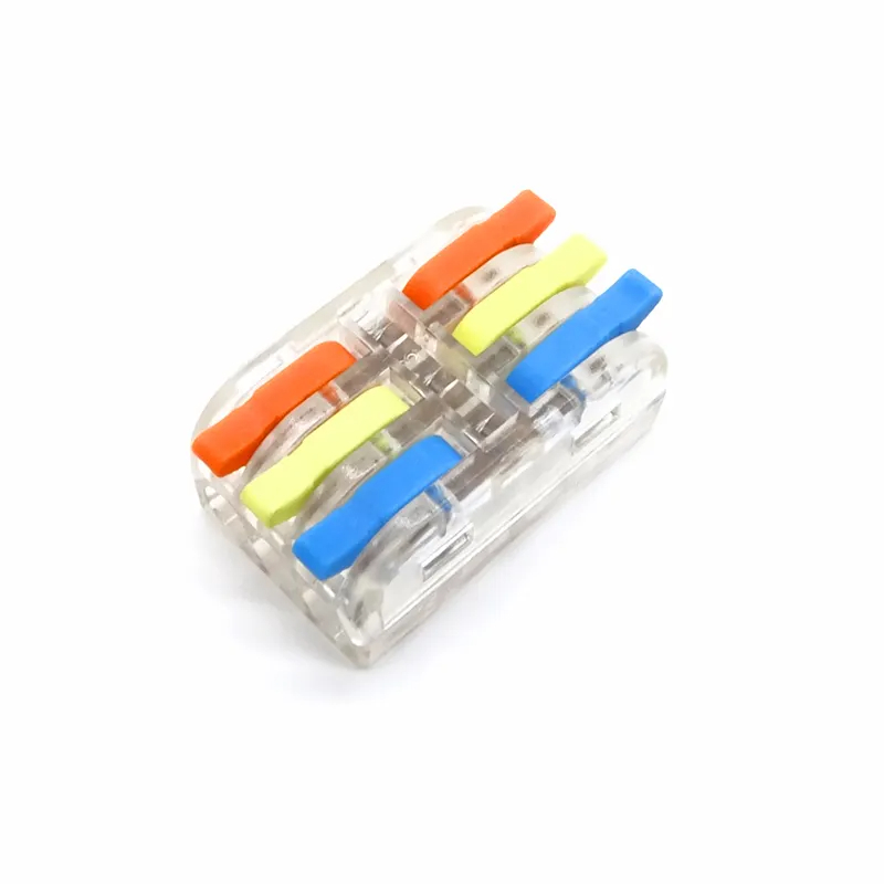 KV313 Transparenter Mini-Hebel 3-in-3-Out Drahtspleiß Push-In Klemmenstecker PC Feder Schnellverbinder