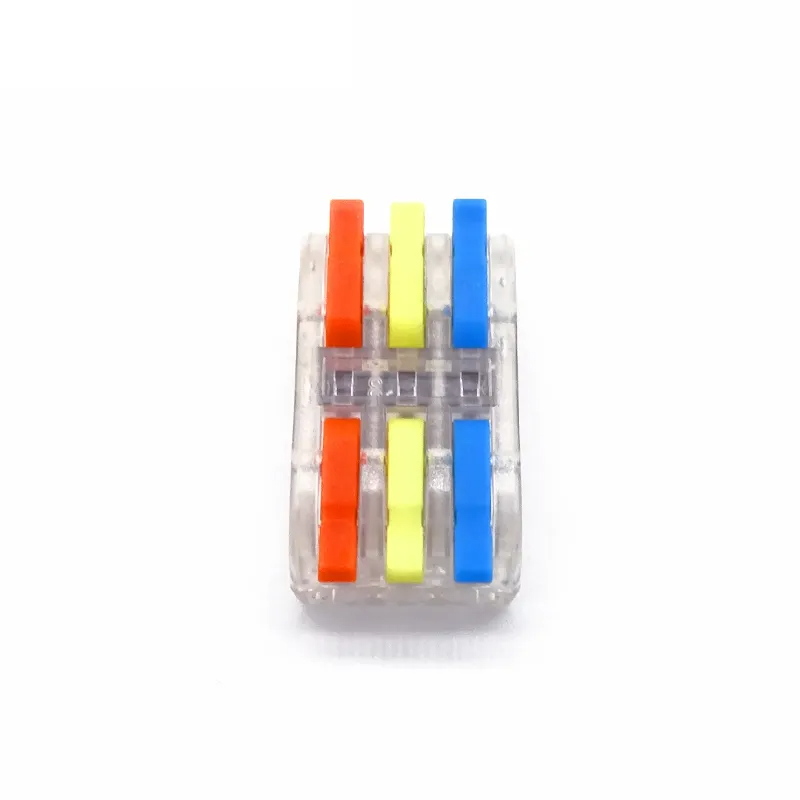 KV313 Transparenter Mini-Hebel 3-in-3-Out Drahtspleiß Push-In Klemmenstecker PC Feder Schnellverbinder