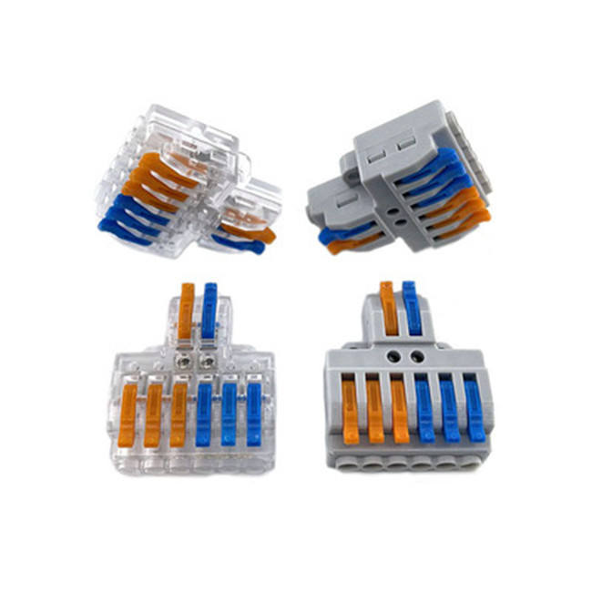 KV426 M3 2 In 6 Out Transparenter Mehrfarbiger LED-Licht Spleißklemmenblock mit Schraubenklemmen für elektrische Kabel