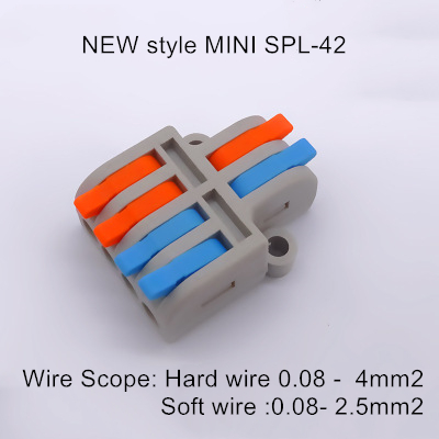 MINI SPL-42 2 In 4 Out Schnell-Drahtsplitter Kompakter Hebeltyp Elektrischer Klemmenblockverbinder