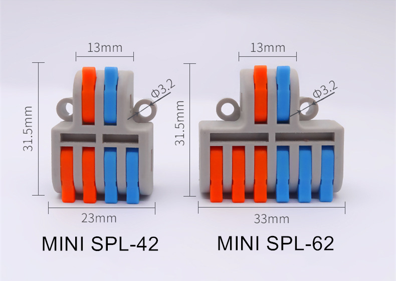 MINI SPL-42 2 In 4 Out Schnell-Drahtsplitter Kompakter Hebeltyp Elektrischer Klemmenblockverbinder
