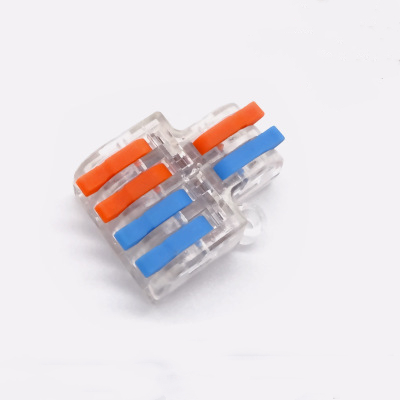 MINI-T-SPL-42 Kompakter 2 In 4 Out Transparenter Hebelmutter Wasserdichter Drahtverbinder mit Kupferstiftklemmen