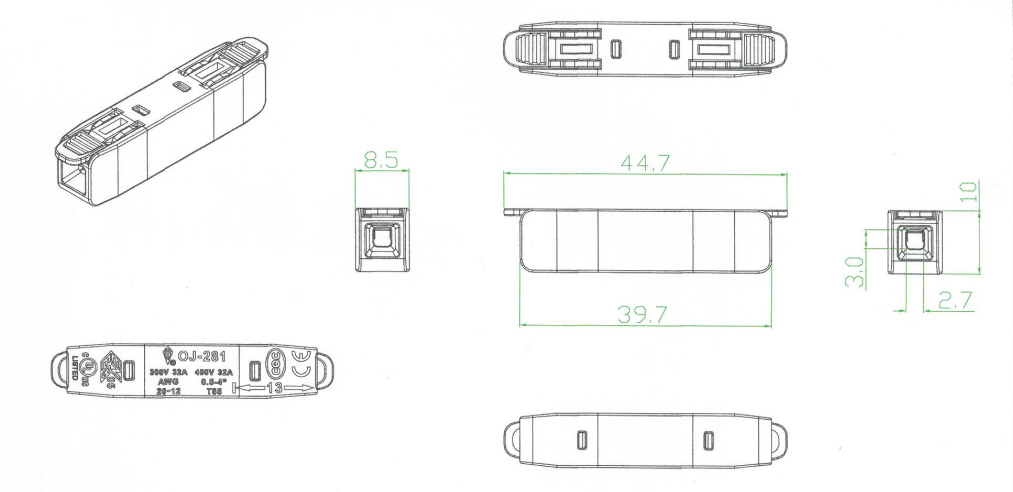 QJ-281-1 Universal 1 In 1 Out Schnell-Press Schnell-Drahtverbinder ohne Schraube für LED-Beleuchtungsanwendungen