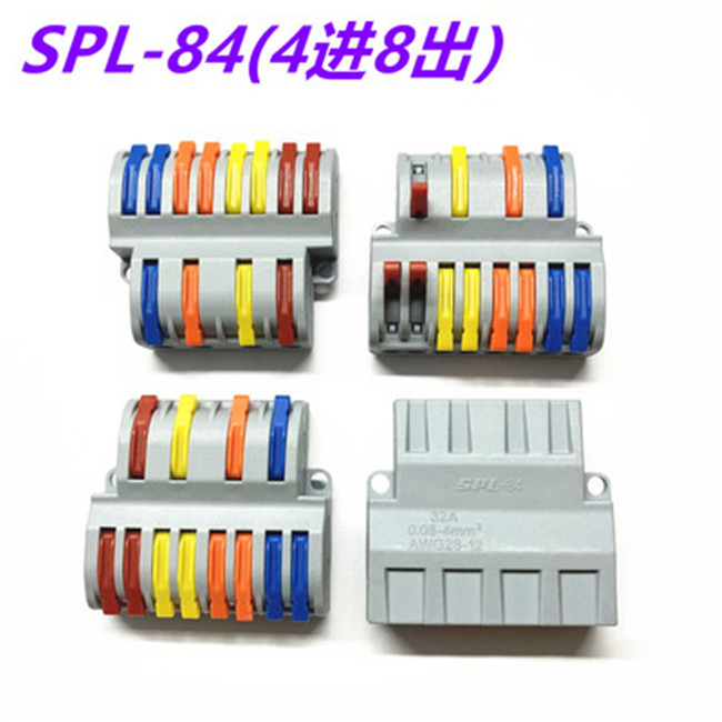SPL84 4 Eingänge 8 Ausgänge Schnell-Splice-Kabelverbinder – Universeller Push-In-Klemmenblock für elektrische Verbindungen