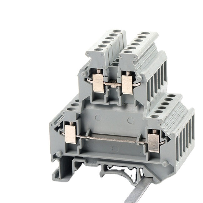 UKK3 Dreischichtiger DIN-Schienen-Klemmenblock – 2,5mm² Durchgangs-Schraubverbinder für Stromverkabelung, 300V 25A